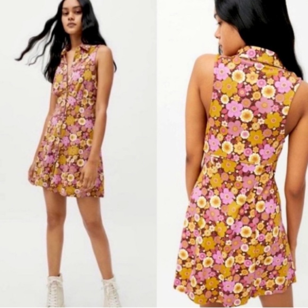 Urban Outfitters retro floral button-front mini dress